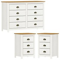 Comoda 8 Gv 02 Mesas de Cabeceira 3 Gv Madeira Maciça Branco Freijo Milani Store