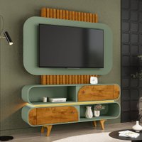 Estante para TV Até 55 Polegadas Camboriú 2 Portas com Led Naturalle/Pistache - Móveis Bechara