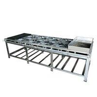 Fogão de Centro 8 Bocas Duplas Cefaz Linha Gold Inox 304 Baixa Pressão com Chapa e Banho Maria C-304 - CFZG-159 C B
