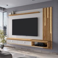 Painel para TV Até 80 Polegadas Hanôver com Led 2 Gavetas 1 Prateleira Off White/Cinamomo - Móveis Bechara