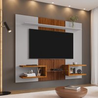 Painel para TV Até 55 Polegadas Atlas Ripado 3d Off White/Naturalle - Móveis Bechara