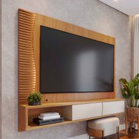 Painel para TV Até 65 Polegadas Egeu 2 Portas Ripado com Led Freijó/Off White Matte - Colibri