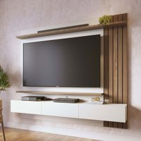 Painel para TV Até 70 Polegadas Juriti Portas Ripado Amêndoa/Off White Matte - Colibri