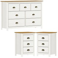 Comoda 7 Gv 02 Mesas de Cabeceira 3 Gv Madeira Maciça Branco Freijo Milani Store