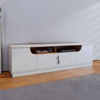Rack para TV Até 75 Polegadas Santorini 4 Portas Off White Matte/Freijó - Colibri