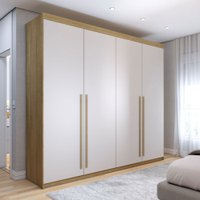 Guarda-Roupa Solteiro Medina 4 Portas 3 Gavetas Nature/Fendi - Panorama Móveis