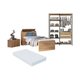 Quarto Completo com Cama Solteiro com Colchão Incluso e Baú Embutido Multimóveis MP4343 Preto/Madeirado