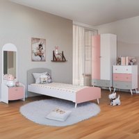 Quarto Infantil Completo para Colchão 78x188cm Doçura Multimóveis MP4376 Branco/Cinza/Rosa