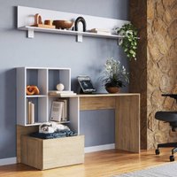 Escrivaninha 1 Gaveta com Prateleira Decorativa Multimóveis MP6028 Branco/Madeirado