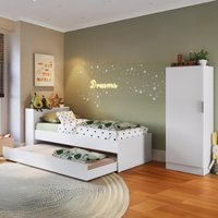 Bicama para Colchão 78x188cm com Baú Embutido e Sapateira Multimóveis MP4362 Branco