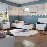 Cama de Solteiro para Colchão 88x188cm com 2 Baús Organizadores Multimóveis MP4379 Branco