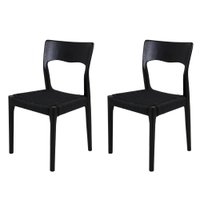 Kit 2 Cadeiras de Jantar Caravela com Base em Madeira Assento em Corda Náutica para Área Gourmet Sala De Estar Varanda
