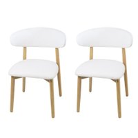 Kit 2 Cadeiras de Jantar Frida Base Madeira Assento Estofado de Linho Cinza Claro para Sala de Estar Área Gourmet