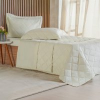 Kit Colcha Casal 3 Pçs Ricamo 300 Fios 100% Algodão 220x240cm Salvia