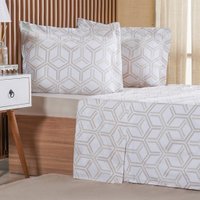 Jogo de Cama King 3 Pçs 200 Fios 100% Algodão 193x203x40cm Rayon