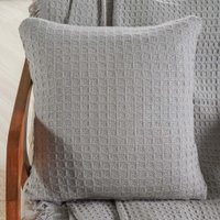 Capa de Almofada Decorativa Waffle 100% Algodão 45x45cm Platina