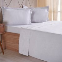 Jogo de Cama Solteiro 3 Pçs lIne Stile 100% Poliéster 88x188x30cm Cinza Fog