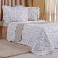 Kit Colcha Queen 200 Fios Estampada New 100% Algodão 240x260cm Rayon