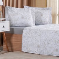 Jogo de Cama King 3 Pçs 200 Fios 100% Algodão 193x203x40cm Dessin