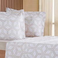 Jogo de Cama Casal 3 Pçs 200 Fios 100% Algodão 140x190x30cm Rayon