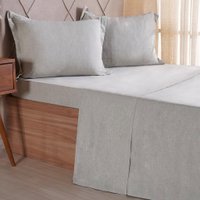 Jogo de Cama Solteiro 3 Pçs lIne Stile 100% Poliéster 88x188x30cm Verde Alfafa