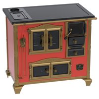 Fogao A Lenha N 2 Imperador Vitreo Premium Caldeira Vermelho Saída Esquerda