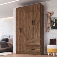 Guarda-Roupa Solteiro Dallas 4 Portas 2 Gavetas Castanho - Doripel Móveis