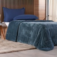 Edredom Casal Plush Sense Dupla Face 100% Poliéster 210x230cm Azul Cobalt
