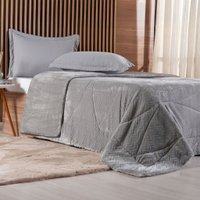 Edredom Solteiro Plush Sense Dupla Face 100% Poliéster 160x220cm Platina