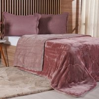 Edredom King Plush Bicolor Dupla Face 100% Poliéster 240x260cm Cognac