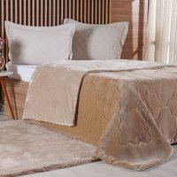 Edredom Casal Plush Bicolor Dupla Face 100% Poliéster 180x220cm Linho