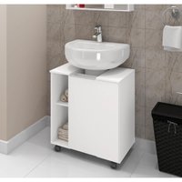 Balcão Gabinete de Banheiro com 1 Porta e Rodízios 55,3cm Multimóveis CR10129 Branco
