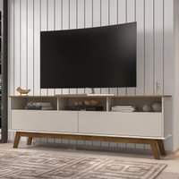 Rack para TV até 65 Polegadas com Nichos e 2 Portas Retrô Multimóveis CR45291 Cinamomo/Off White
