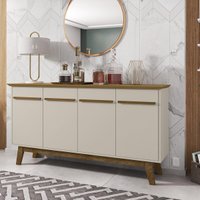 Aparador Buffet com 4 Portas Retrô 160cm Multimóveis CR50103 Cinamomo/Off White