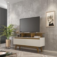 Rack para TV até 50 Polegadas com Nicho e 2 Portas Retrô Multimóveis CR45294 Cinamomo/Off White