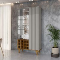 Cristaleira com Vidros 2 Portas e Adega 90,5cm Multimóveis CR50107 Off White/Naturalle