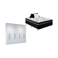 Cama Box Conjugada Casal Union Ortobom + Guarda Roupa Master Vip 8.4 Branco