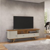 Rack para TV até 70 Polegadas com 1 Porta e 2 Gavetas Multimóveis CR45290 Off White/Naturalle