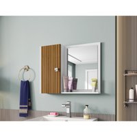 Espelheira para Banheiro com 1 Porta 57,2cm Multimóveis CR10127 Branco/Ripado