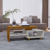 Mesa de Centro com Nichos e Pés 90cm Multimóveis CR45279 Naturalle/Off White