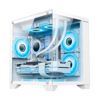 Gabinete Gamer Aquario, Hayom, GB1799, 4x Fans RGB, Vidro Temperado, Micro-ATX, Mini-ITX - Branco