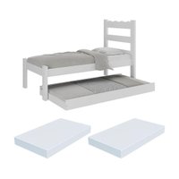 Bicama de Madeira Maciça com Colchão Incluso Multimóveis CR35258 Branco