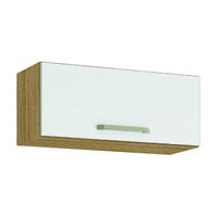 Armário Aéreo Geladeira De Cozinha e Lavanderia 1 Porta Módulo Madeirado / Branco Ametista