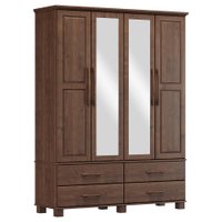 Guarda Roupa 4P 4G Espelho Madeira Maciça 168 cm 2252 Cafe Milani Store