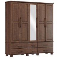 Guarda Roupa 5P 6G Espelho Madeira Maciça 208 cm 2253 Cafe Milani Store