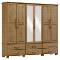 Guarda Roupa 6P 6G Espelho Madeira Maciça 248 cm 2254 Freijo Milani Store