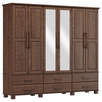 Guarda Roupa 6P 6G Espelho Madeira Maciça 248 cm 2254 Cafe Milani Store