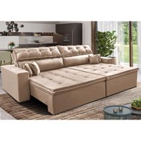 Sofá Retrátil e Reclinável 2,92m Luxos Cama inBox Velusoft Bege