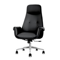 Cadeira de Escritório Presidente Prestige Preta Assento Espuma laminada D28 e Tecido PU, Base Giratória Aço Cromado