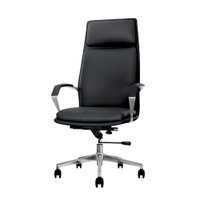 Cadeira de Escritório Presidente Orion Preta Encosto e Assento Espuma laminada D28 e Tecido PU Base Giratória Cromada
